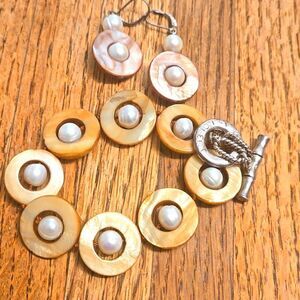 Vintage lucas robert fresh water pearl and sterling silver bracelet and earrings